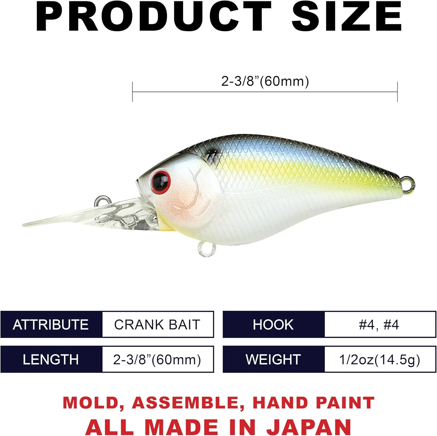 LUCKY CRAFT 1.5DD DRS, DEEP Diver, Deep Rattle Sound, Crankbait Fishing Lures, Deep Diving Lures, 7-8ft Depth, Freshwater Fishing Gear, Accessory, Tackle, Bass, Pike, Snook, Redfish