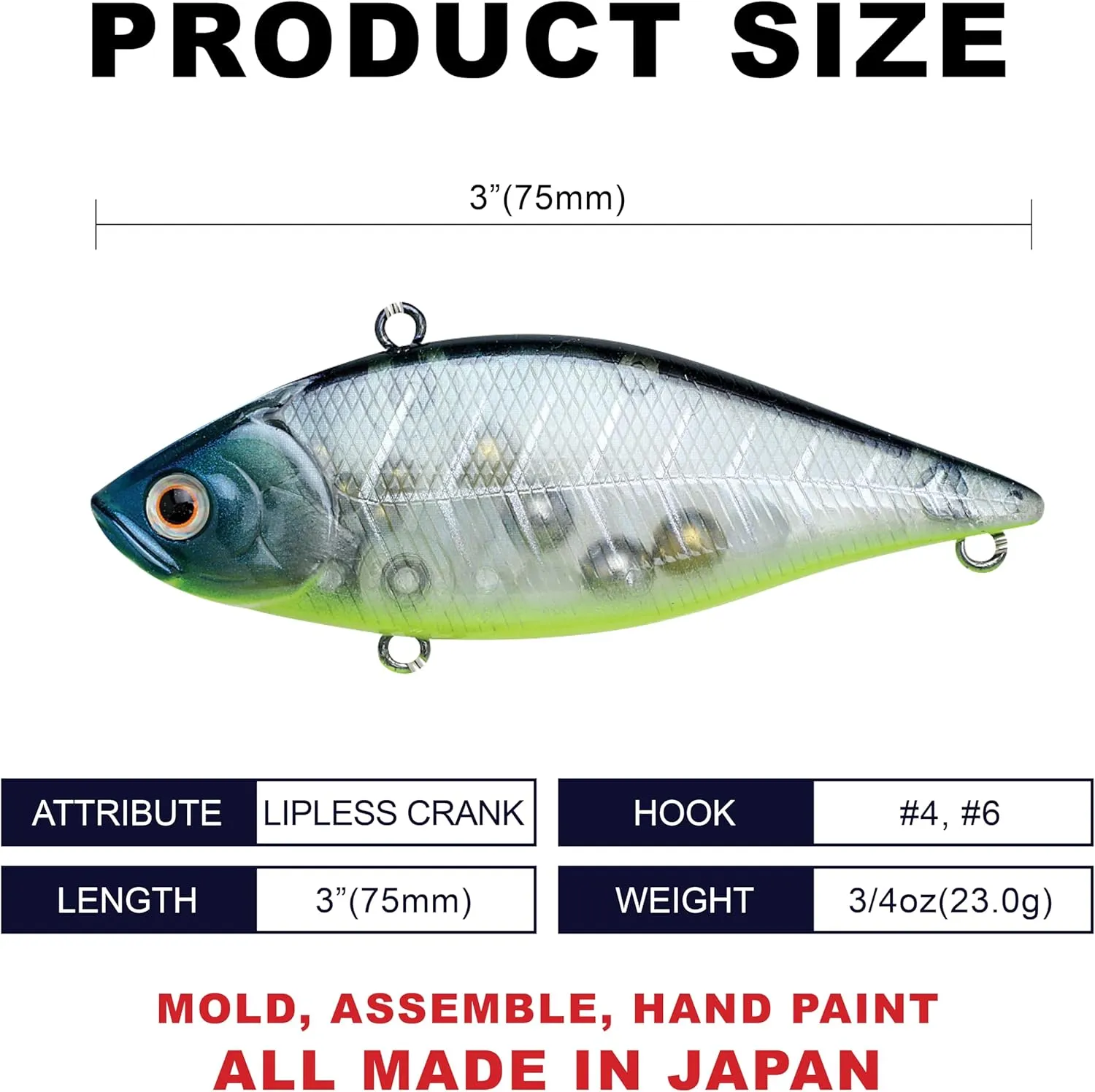 LUCKY CRAFT LV-500, Freshwater Bass Fishing Lure, Lipless Crank Bait, Smallmouth, Sinking, Perfect Wobbling, Fishing Gear, Fishing Accessories, Fishing Tackle