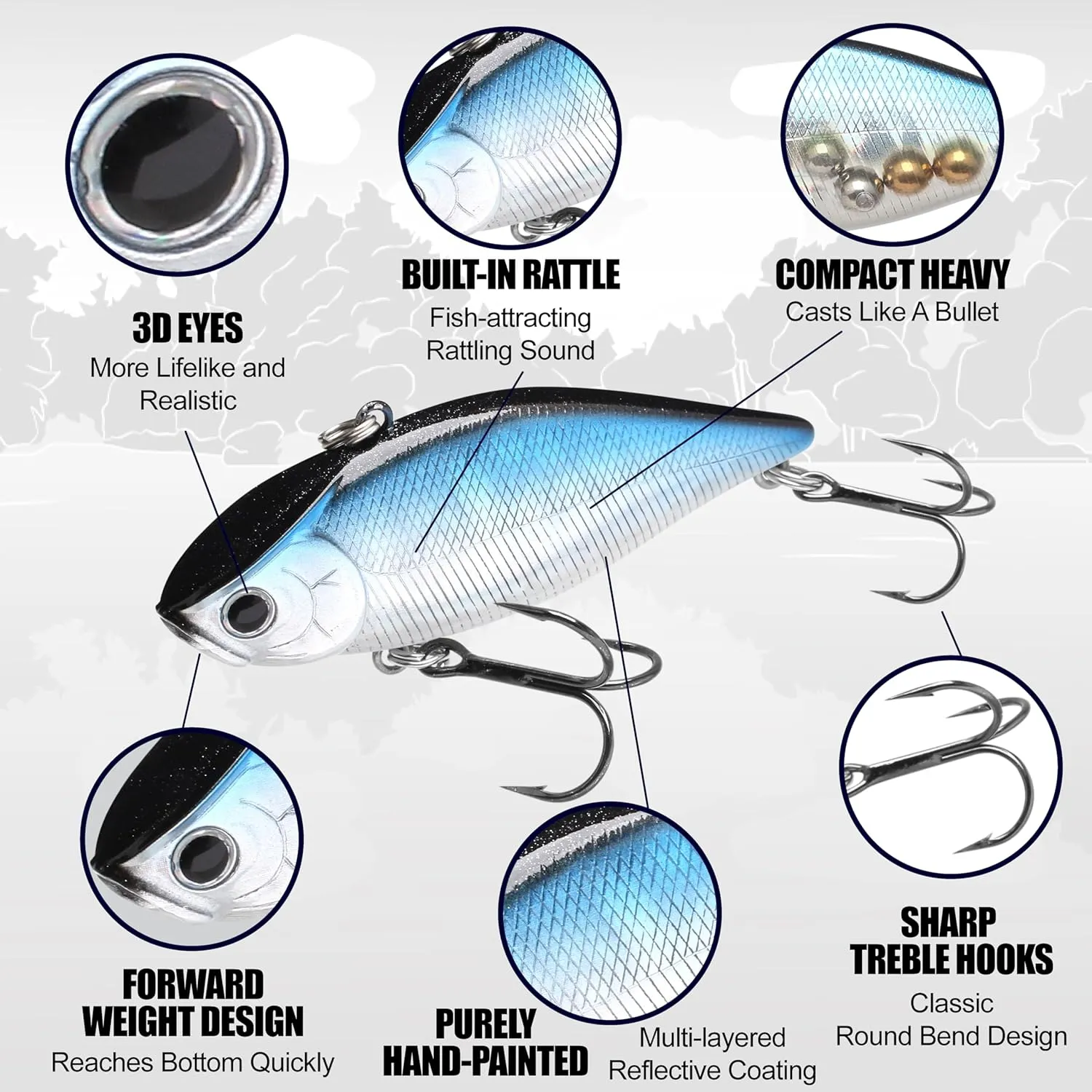 LUCKY CRAFT LV-500, Freshwater Bass Fishing Lure, Lipless Crank Bait, Smallmouth, Sinking, Perfect Wobbling, Fishing Gear, Fishing Accessories, Fishing Tackle