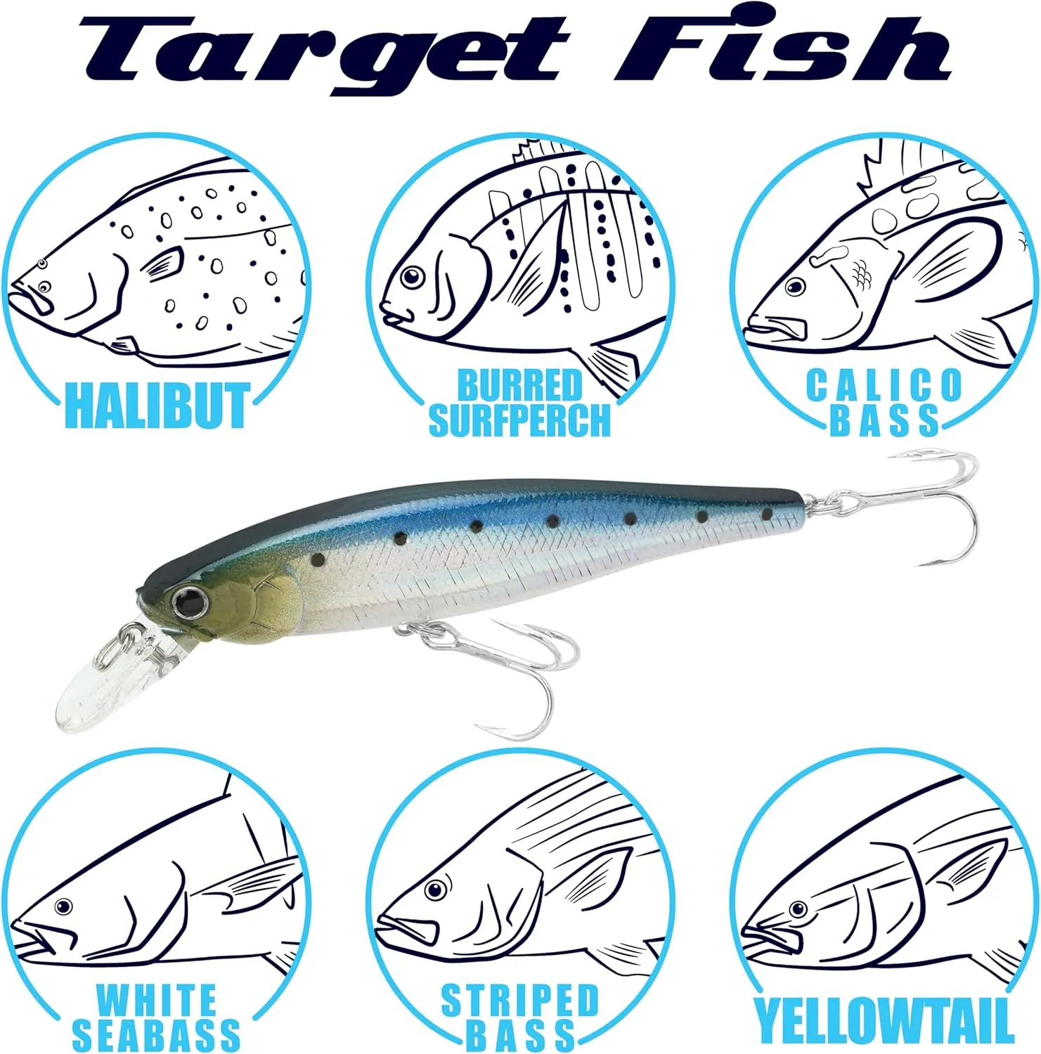 LUCKY CRAFT Pointer 100S, Saltwater Surf Fishing Lures, Jerkbait, Halibut, Surf Perch, Calico Bass, White Seabass, Striped Bass, Sinking, Fishing Gear, Fishing Accessories, Fishing Tackle
