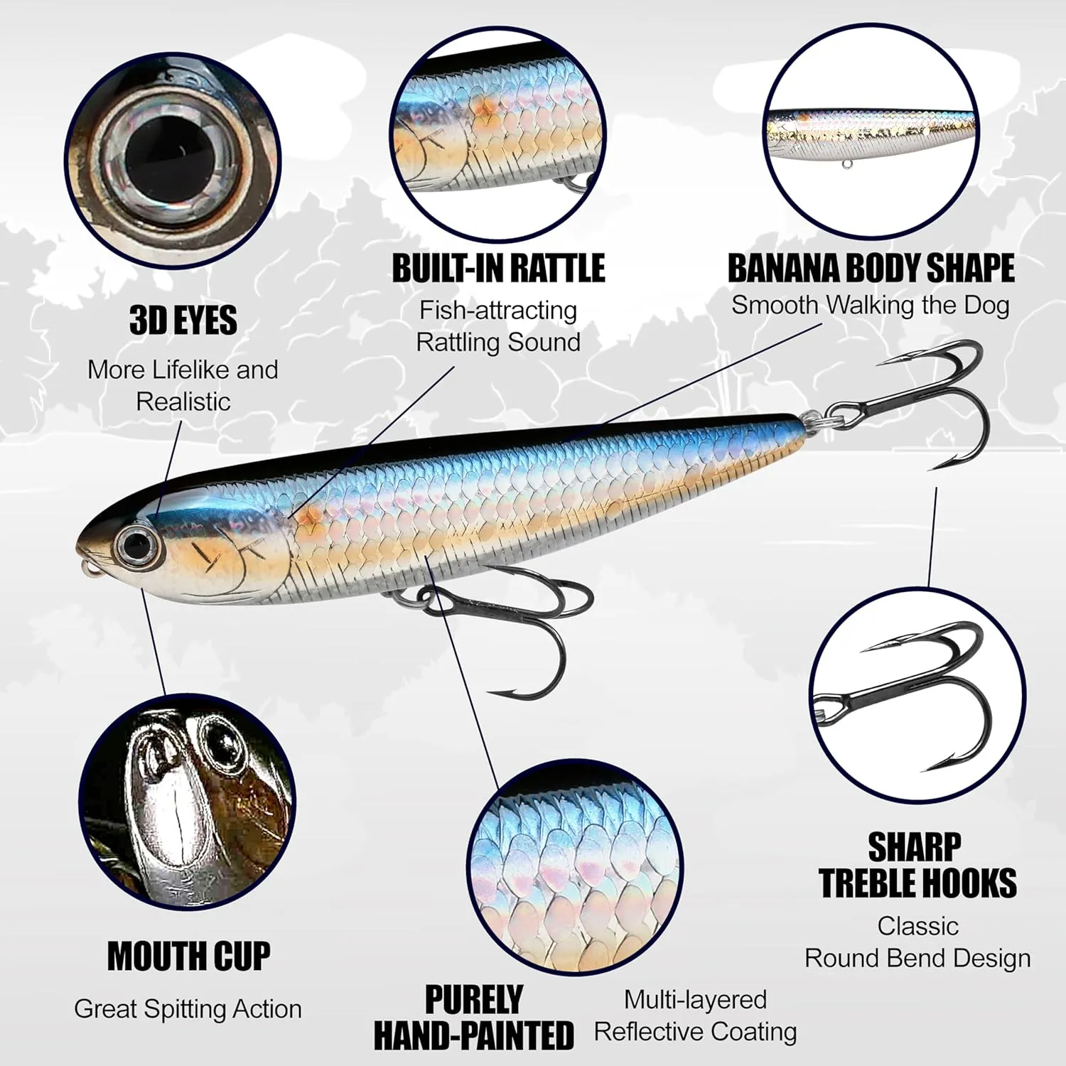 LUCKY CRAFT Sammy 100, Freshwater Lake Bass Fishing Lure, Topwater, Smallmouth, Floating, Perfect Walking The Dog, Fishing Gear, Fishing Accessories, Fishing Tackle