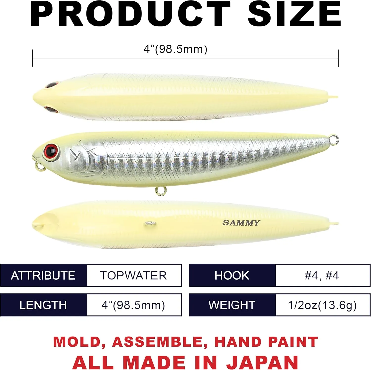 LUCKY CRAFT Sammy 100, Freshwater Lake Bass Fishing Lure, Topwater, Smallmouth, Floating, Perfect Walking The Dog, Fishing Gear, Fishing Accessories, Fishing Tackle