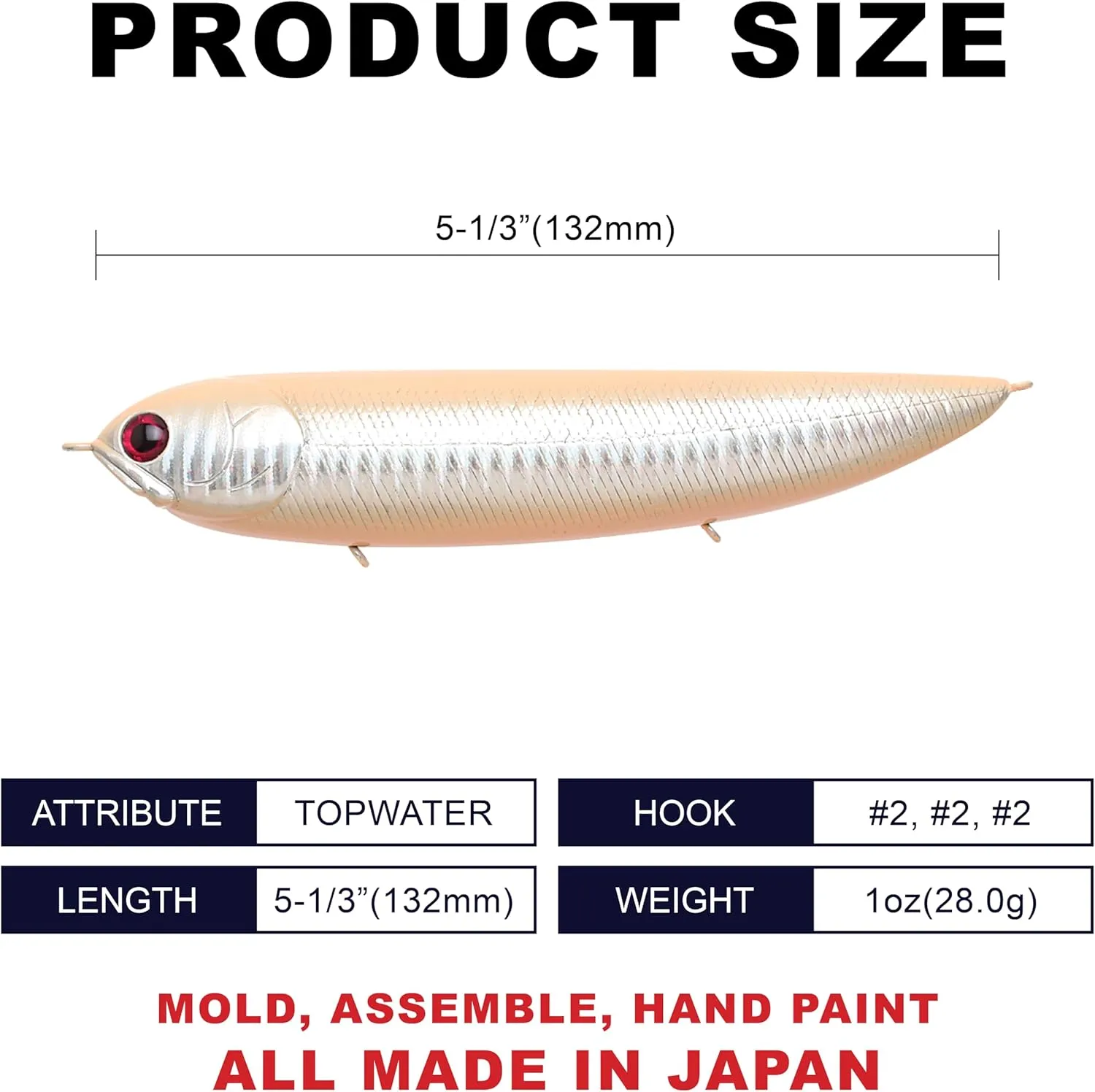 LUCKY CRAFT Super Sammy 132, Freshwater Lake Bass Fishing Lure, Topwater, Smallmouth, Floating, Tournament Winning, Perfect Walking The Dog, Fishing Gear, Fishing Accessories, Fishing Tackle