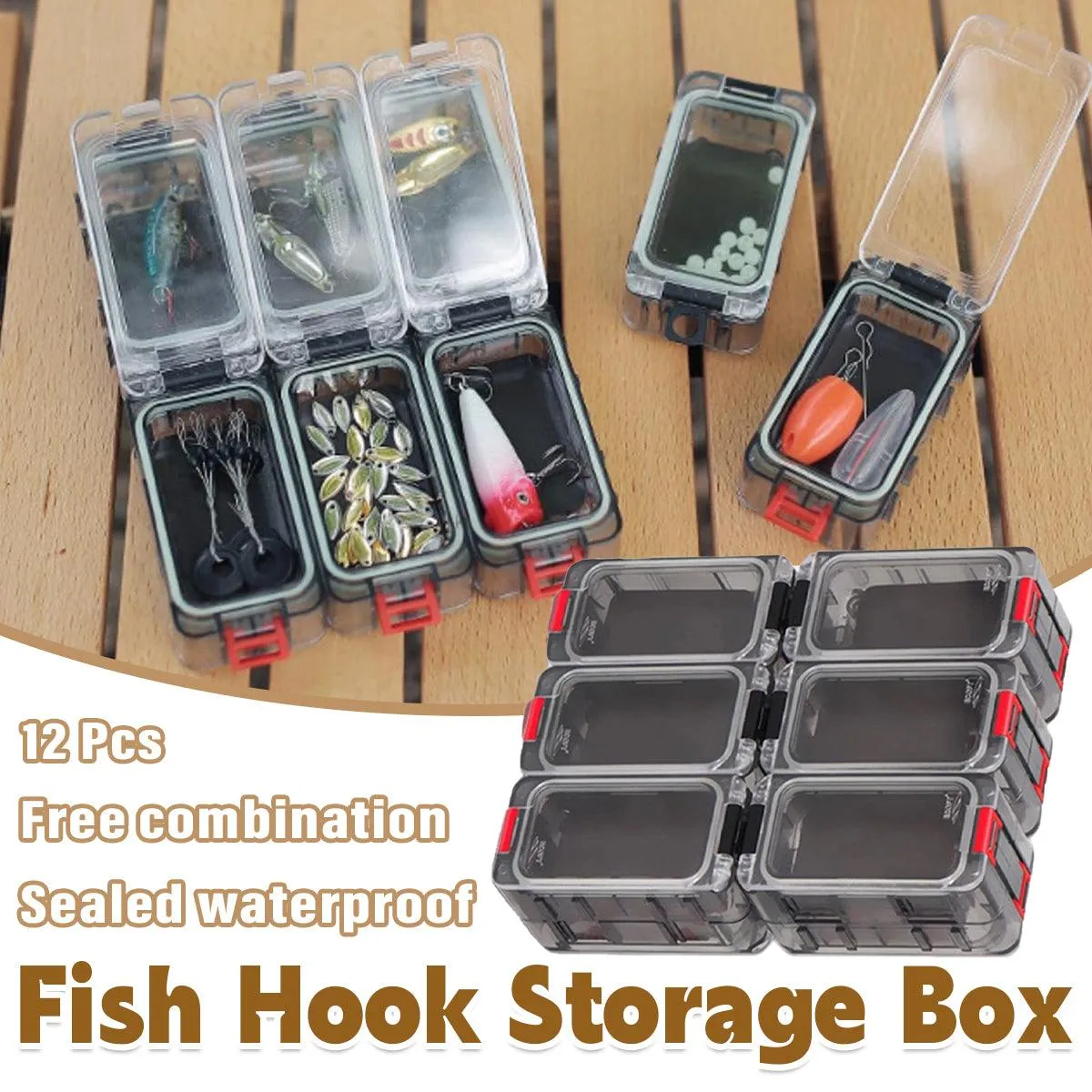 Luminous Fishing Accessory Box Multi Compartment Hook Storage Tackle Case