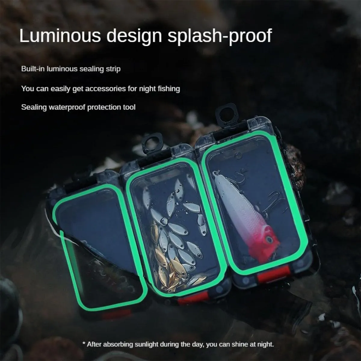 Luminous Fishing Accessory Box Multi Compartment Hook Storage Tackle Case