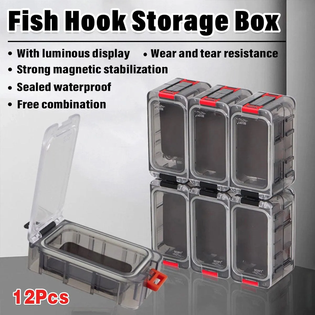 Luminous Fishing Accessory Box Multi Compartment Hook Storage Tackle Case
