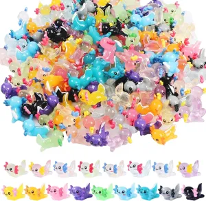Luminous Mini Resin Axolotl 17 Glow Tiny Little Resin Axolotl hides Plastic Animals Digital Garden Miniature Landscape Aquarium Potting DIY Miniature Dollhouse Decor (170 PCS)