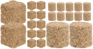 LUOZZY 24 PCS Mini Hay Bales Decoration for Table Small Hayrick Decoration Mini Hay Stacks for Centerpieces Fake Hay Bales