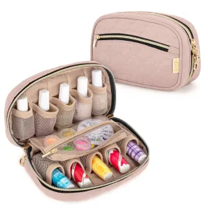LUXJA Nail Polish Case - Holds 10 Bottles (15ml - 0.5 fl.oz), Nail Polish Organizer with Zipper Pockets (Bag Only), Pale Rose