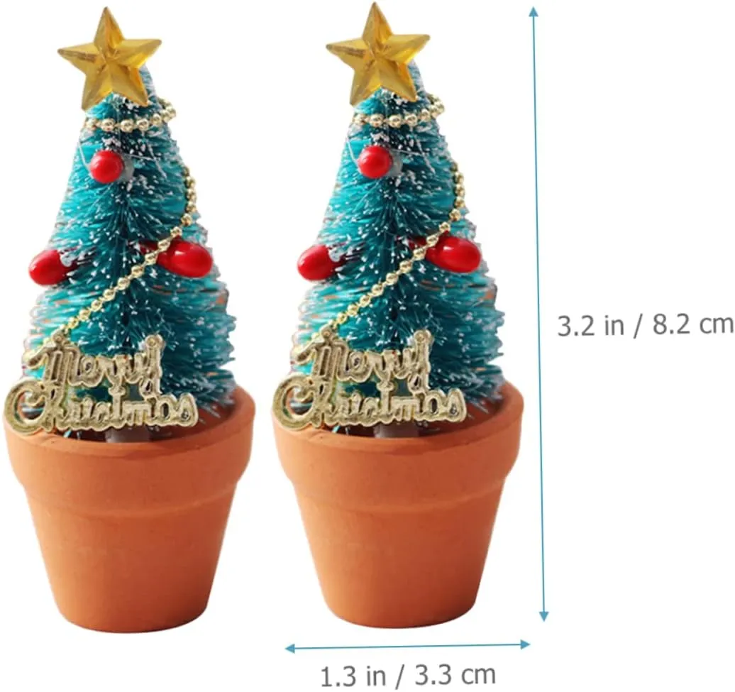 Luxshiny 8pcs Mini Christmas Tree Potted Decor Realistic Miniature Christmas Trees for Landscapes Dollhouses and Desktop Decoration and Compact Holiday Accessory