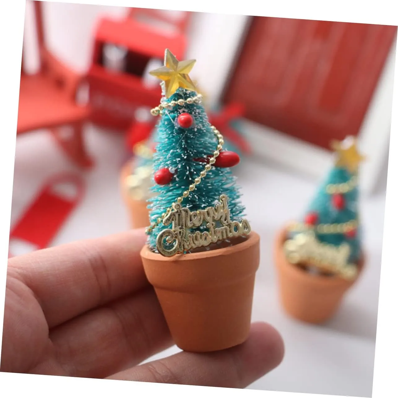 Luxshiny 8pcs Mini Christmas Tree Potted Decor Realistic Miniature Christmas Trees for Landscapes Dollhouses and Desktop Decoration and Compact Holiday Accessory