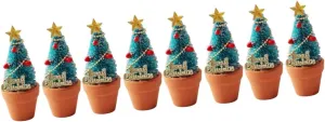 Luxshiny 8pcs Mini Christmas Tree Potted Decor Realistic Miniature Christmas Trees for Landscapes Dollhouses and Desktop Decoration and Compact Holiday Accessory