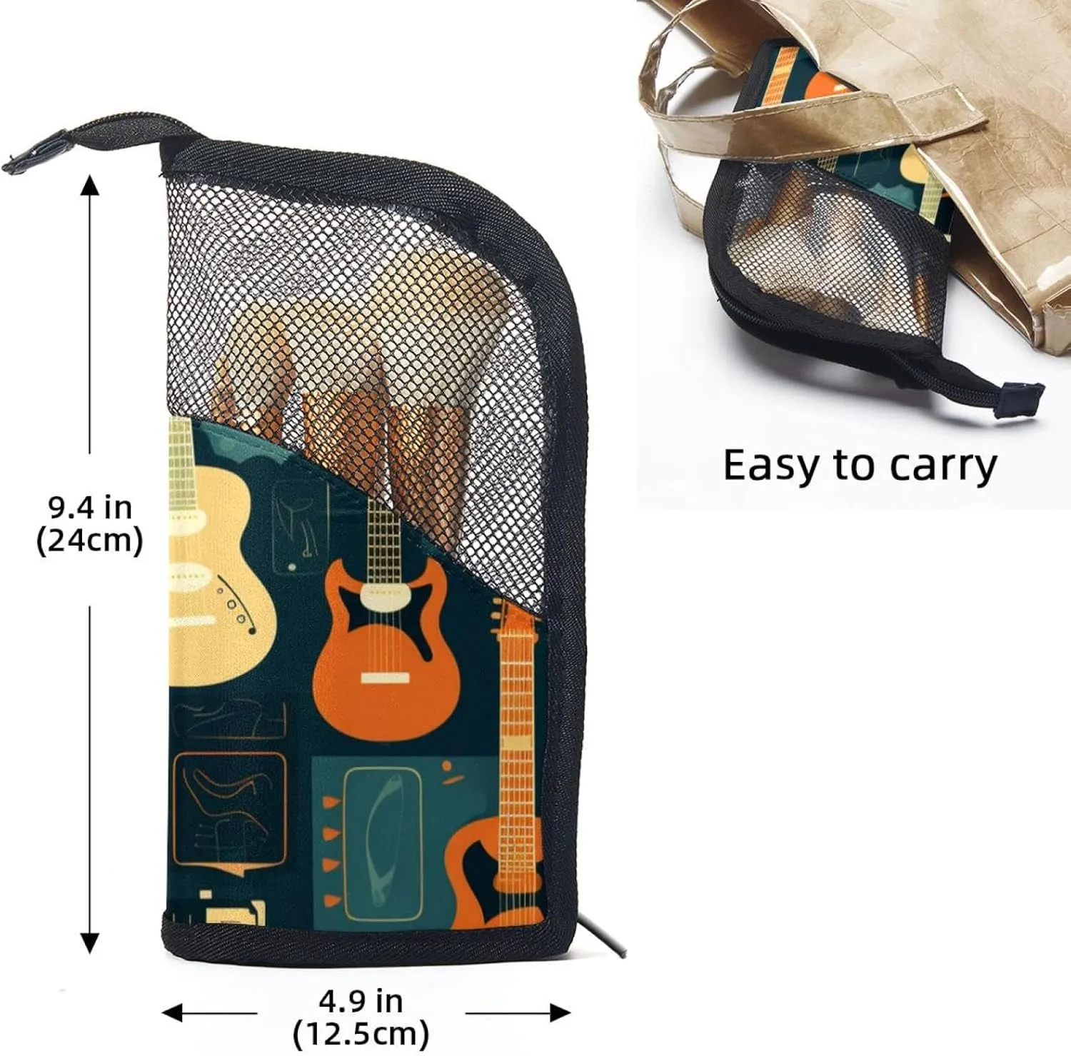 Makeup Bags for Women,Toiletry Bag for Men,Vintage Guitar Music,Travel Cosmetic Bag