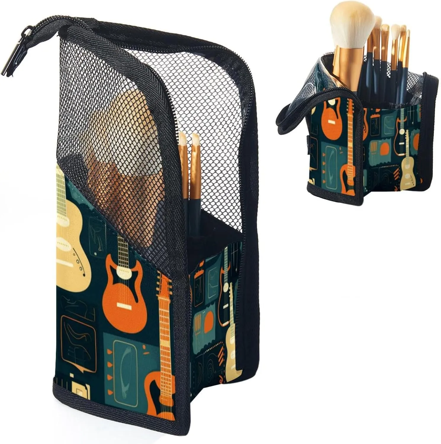 Makeup Bags for Women,Toiletry Bag for Men,Vintage Guitar Music,Travel Cosmetic Bag