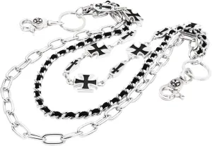 Maltese Cross 3 layer wallet chain Biker Punk Key Jean Chain SJ33S (Silver)