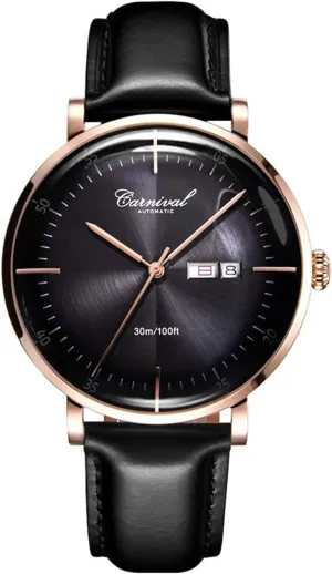 MASTOP Men's Luxury Fashion Automatic Mechanical Leather Strap Calendar Waterproof Analog Sport Wristwatches