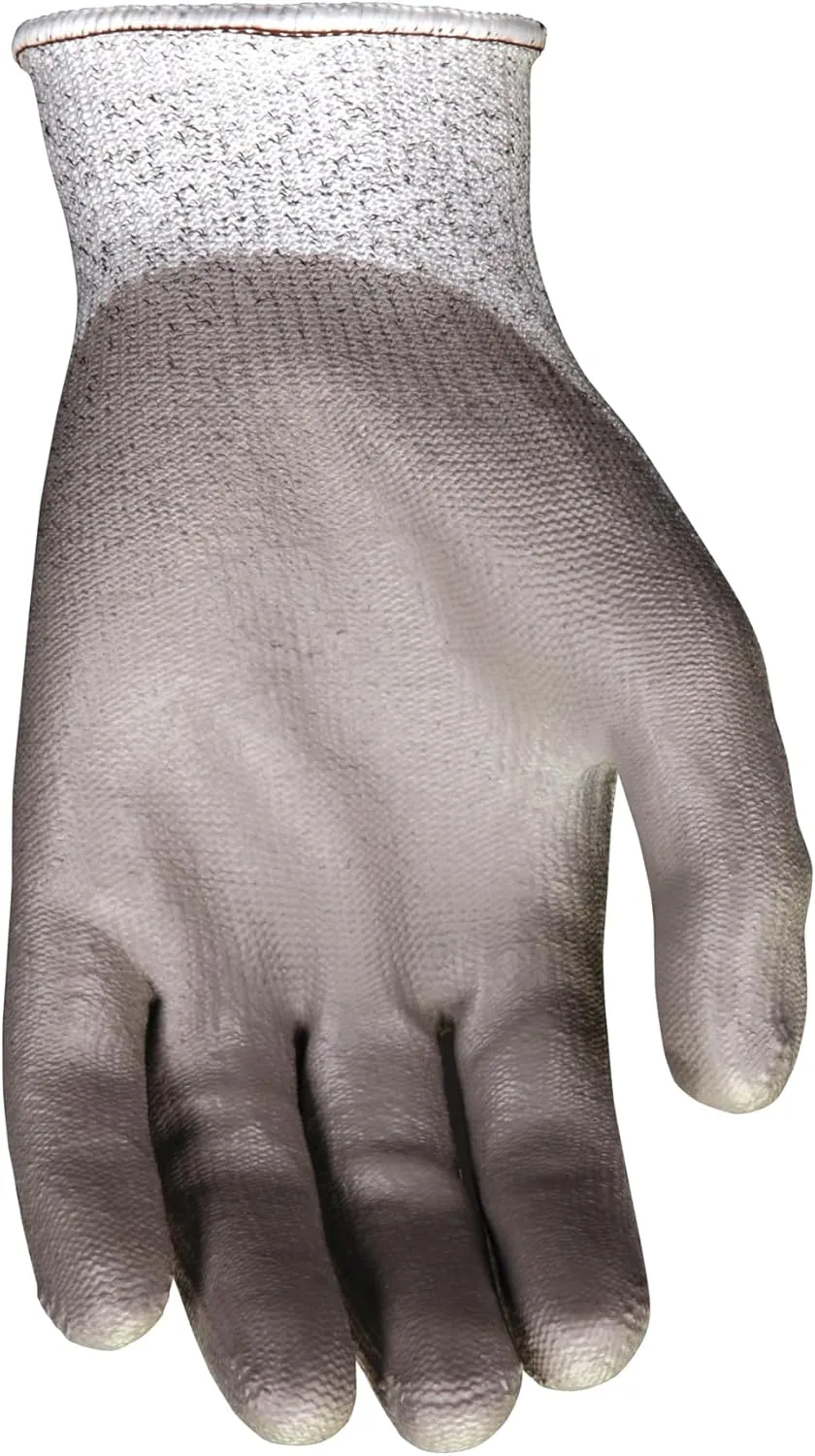 MCR Safety Gloves 9672L Dyneema 13-Gauge Polyurethane Shell Gloves with Palm and Finger Coating, Large, 1-Pair