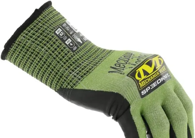 Mechanix Wear: ANSI A3 Cut Resistant Urethane Coated SpeedKnit Work Gloves - Touch Capable, Strong Grip in Dry & Wet Conditions (Green, Large)