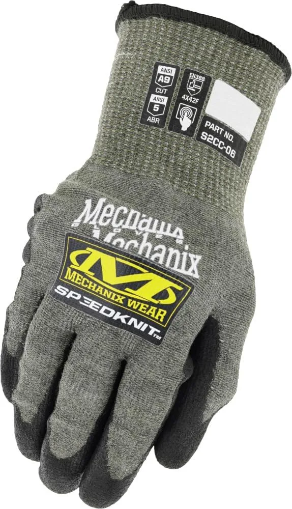 Mechanix Wear: ANSI A9 Cut Resistant Urethane Coated SpeedKnit Work Gloves - Tungsten Construction, Touch Capable, Strong Grip in Dry & Wet Conditions (Gray, Medium)