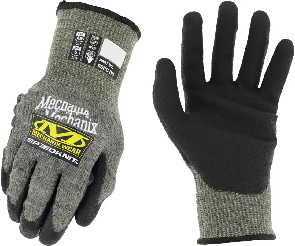 Mechanix Wear: ANSI A9 Cut Resistant Urethane Coated SpeedKnit Work Gloves - Tungsten Construction, Touch Capable, Strong Grip in Dry & Wet Conditions (Gray, Medium)