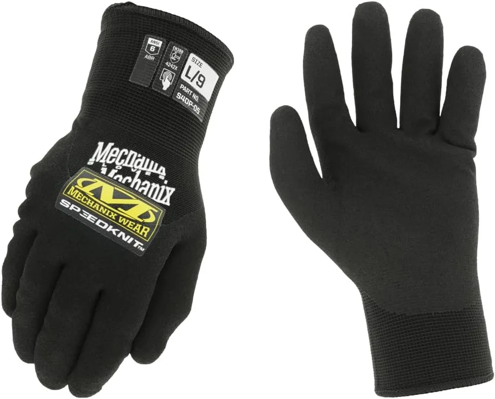 Mechanix Wear SpeedKnit Thermal Winter Work Gloves, 1 Pair - Insulated, Water Resistant, Abrasion and Cut Resistant, Touchscreen Capable (Black, Large)