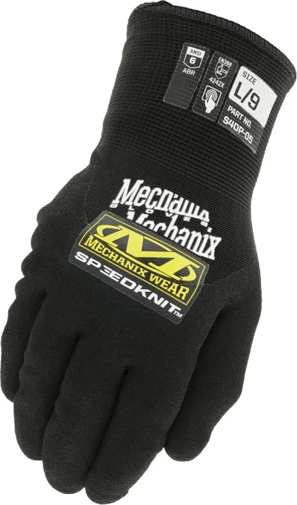 Mechanix Wear SpeedKnit Thermal Winter Work Gloves, 1 Pair - Insulated, Water Resistant, Abrasion and Cut Resistant, Touchscreen Capable (Black, Large)