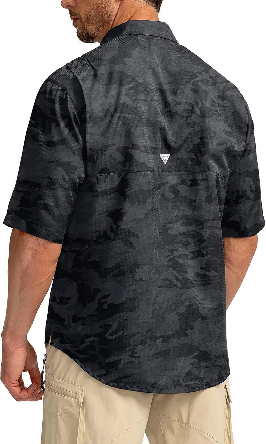 Men's Fishing Shirts with Zipper Pockets UPF 50  Lightweight Cool Short Sleeve Button Down Shirts for Men Casual Hiking
