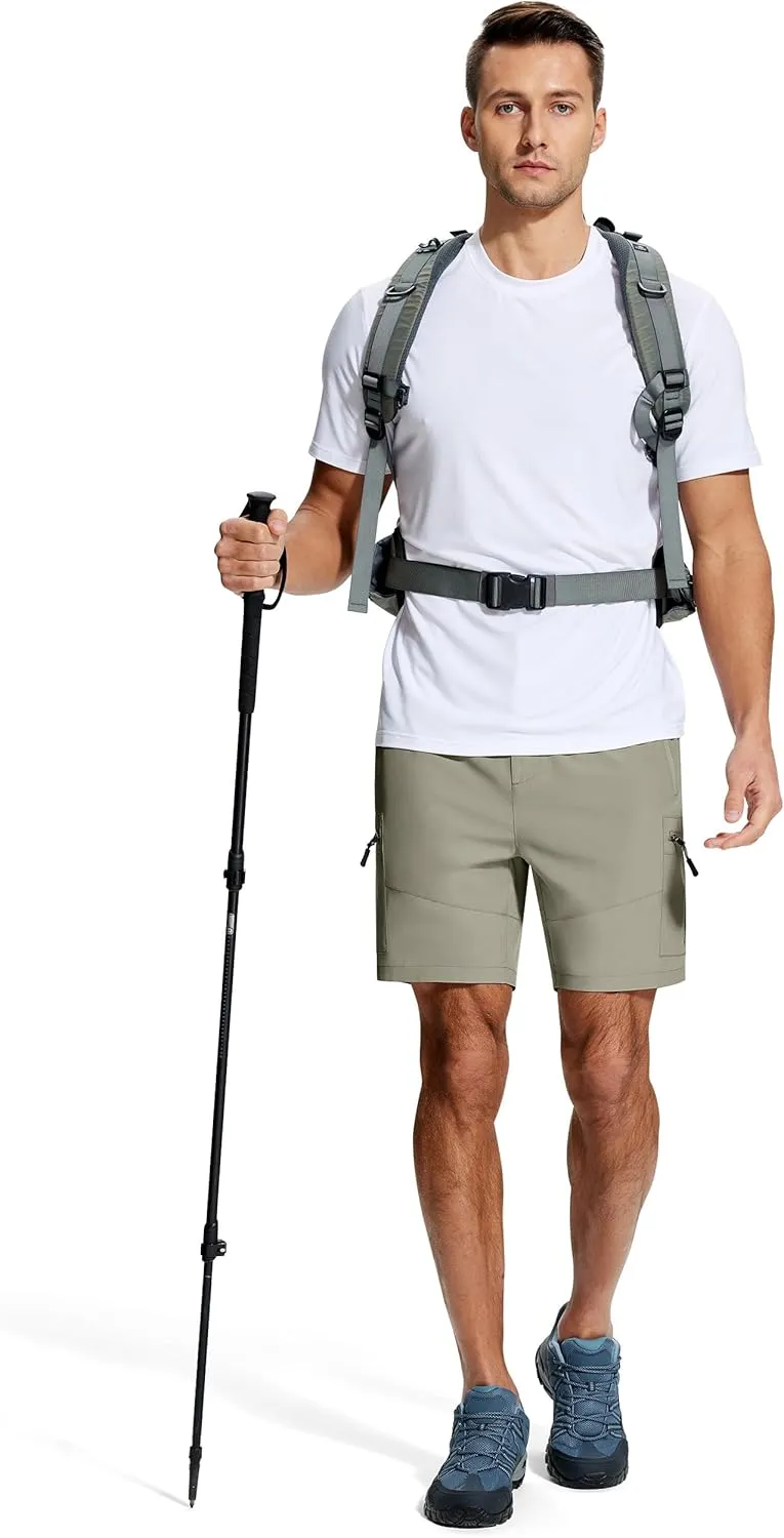 Mens Hiking Cargo Shorts 7" Inseam 6 Zipper Pockets Stretch Quick Dry Lightweight Short for Golf Casual Fishing Work