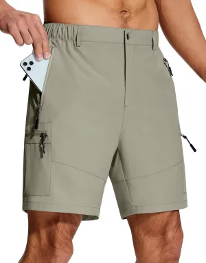 Mens Hiking Cargo Shorts 7" Inseam 6 Zipper Pockets Stretch Quick Dry Lightweight Short for Golf Casual Fishing Work