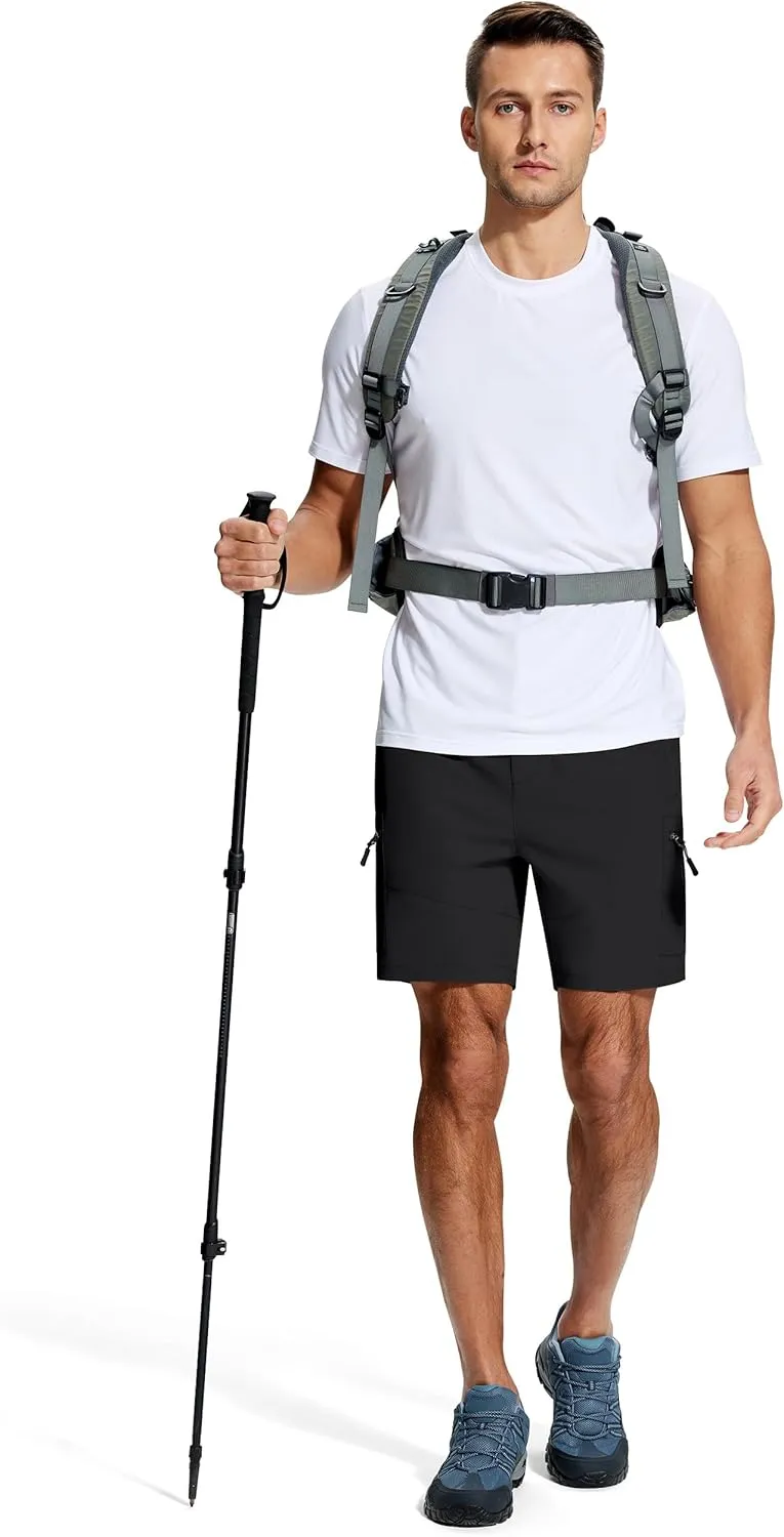 Mens Hiking Cargo Shorts 7" Inseam 6 Zipper Pockets Stretch Quick Dry Lightweight Short for Golf Casual Fishing Work