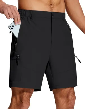 Mens Hiking Cargo Shorts 7" Inseam 6 Zipper Pockets Stretch Quick Dry Lightweight Short for Golf Casual Fishing Work