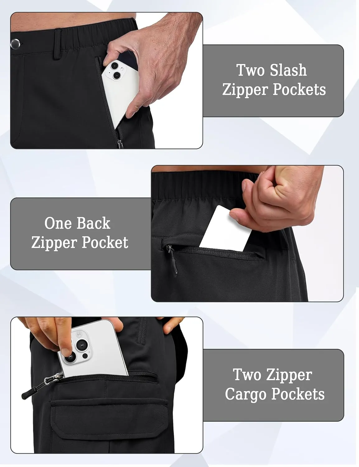 Mens Hiking Cargo Summer Shorts 9" Quick Dry Lightweight Outdoor Fishing Golf Casual Elastic Waist Loose Fit 6 Pocket
