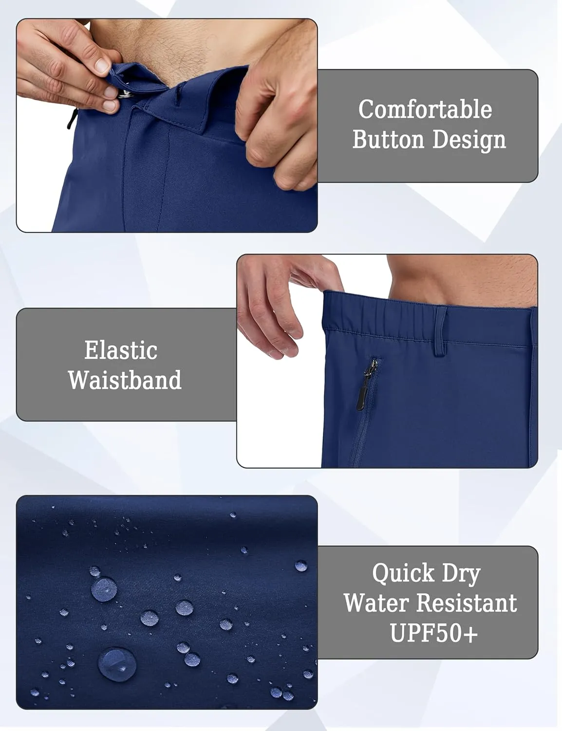 Mens Hiking Cargo Summer Shorts 9" Quick Dry Lightweight Outdoor Fishing Golf Casual Elastic Waist Loose Fit 6 Pocket