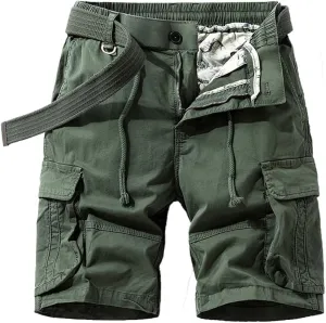 Men's Regular Fit Military Cargo Shorts Summer Cotton Multi Pockets Work Shorts