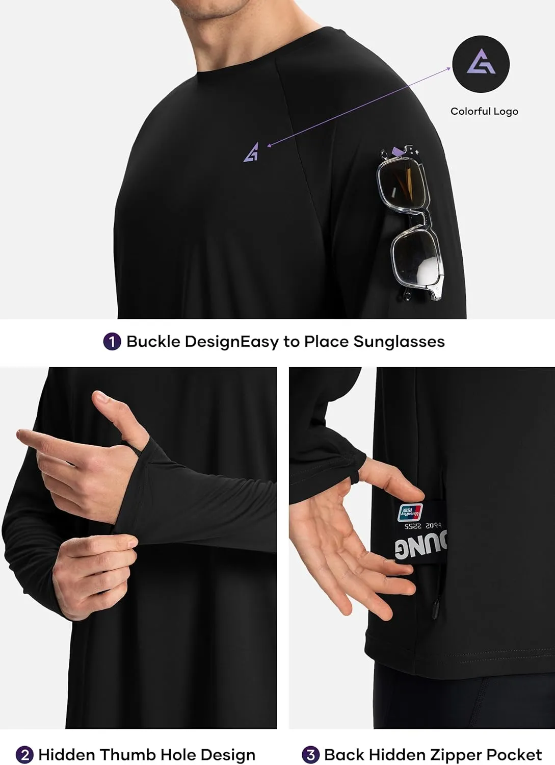 Men’s Sun Protection Shirts UPF 50  Long Sleeve UV Shirt Rash Guard for Men Quick Dry Swim Fishing Beach Athletic
