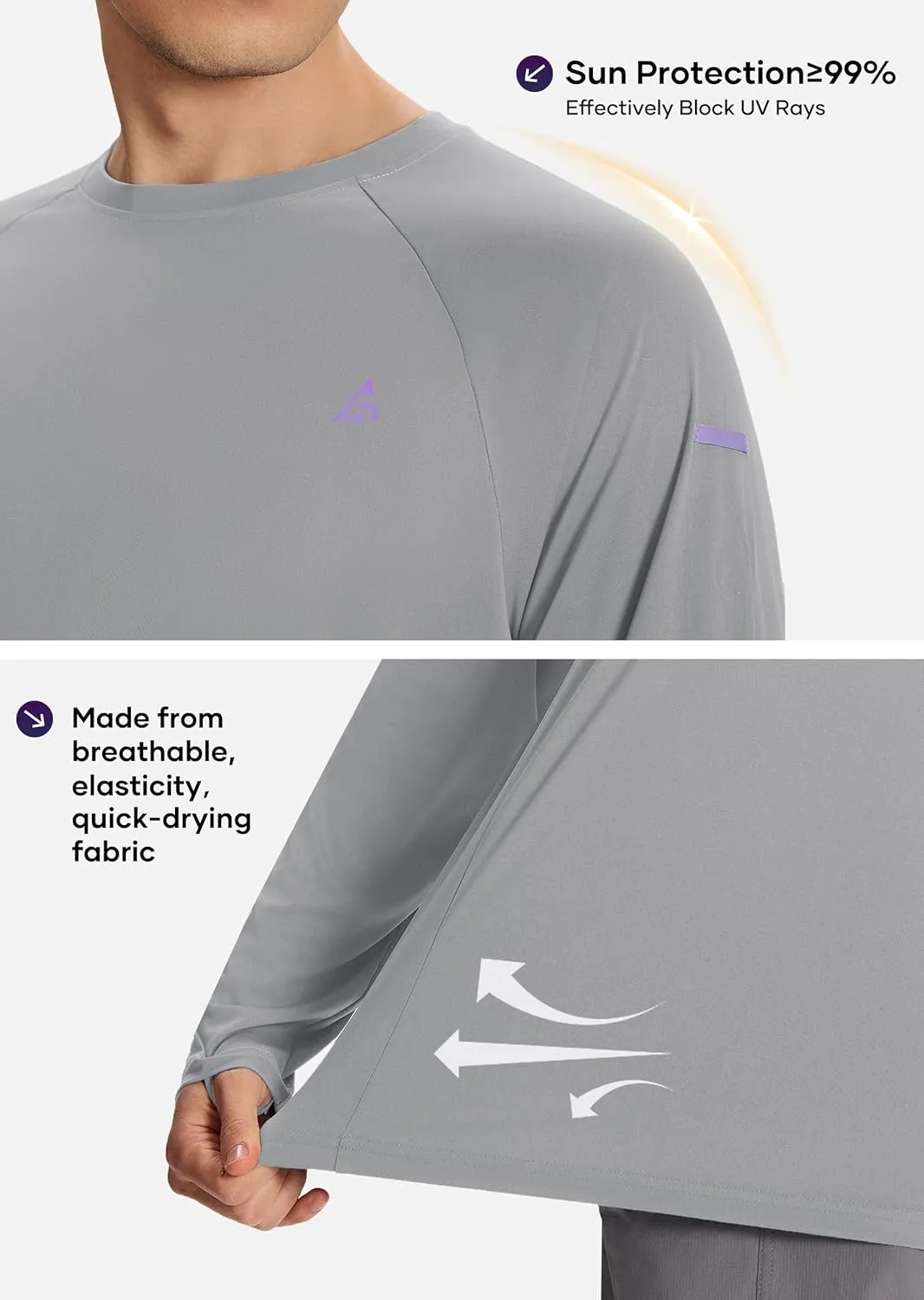 Men’s Sun Protection Shirts UPF 50  Long Sleeve UV Shirt Rash Guard for Men Quick Dry Swim Fishing Beach Athletic