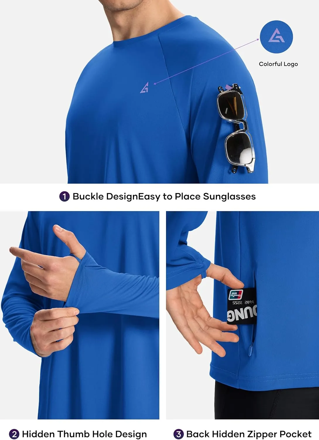 Men’s Sun Protection Shirts UPF 50  Long Sleeve UV Shirt Rash Guard for Men Quick Dry Swim Fishing Beach Athletic