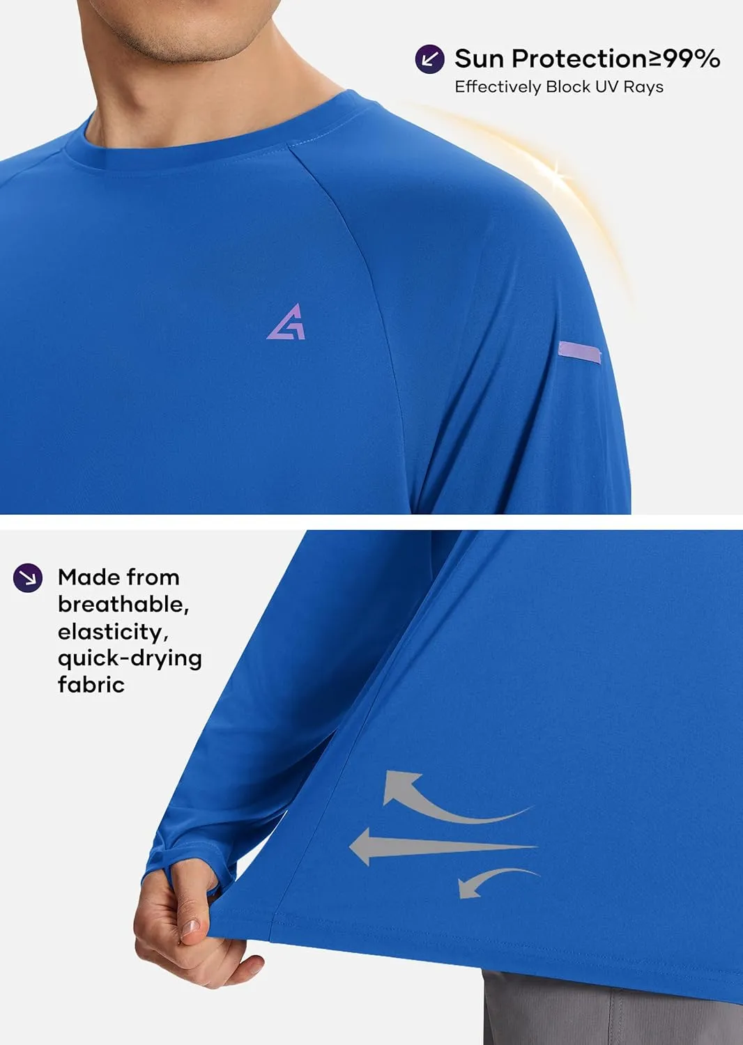 Men’s Sun Protection Shirts UPF 50  Long Sleeve UV Shirt Rash Guard for Men Quick Dry Swim Fishing Beach Athletic