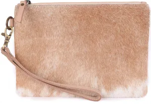Mesa Luna Hair-On Cowhide Leather Wristlet Clutch Bag for Women