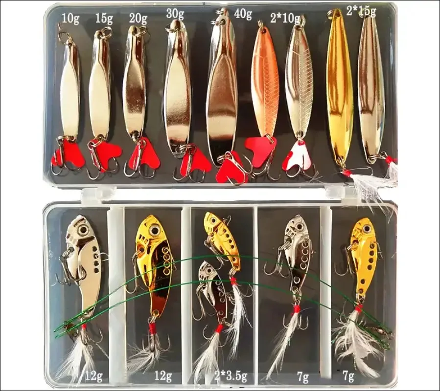 Metal jig spoon fishing lure set - 10/20/25/35pcs wobblers kit - pike spoon bait fishing tackle