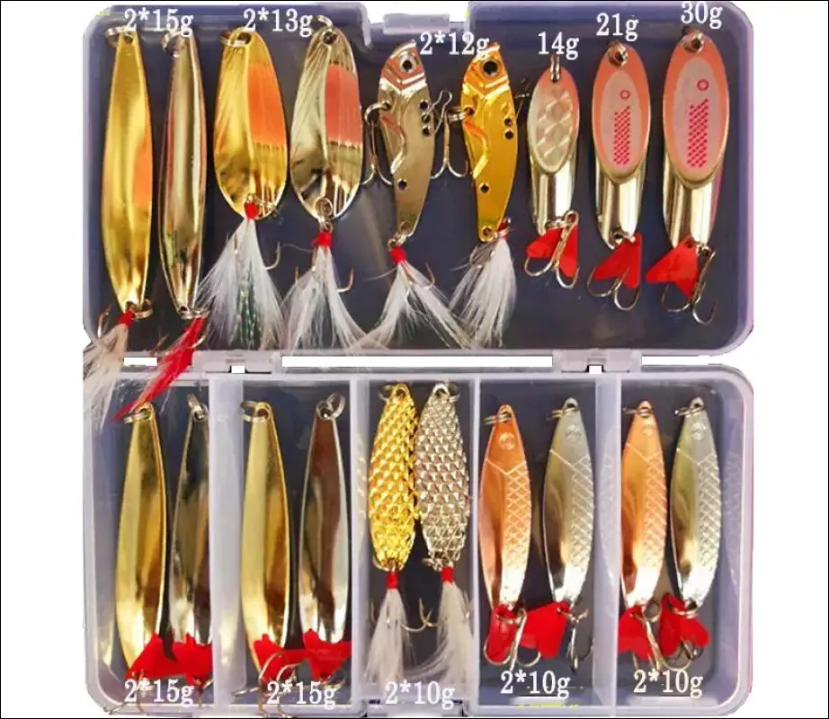 Metal jig spoon fishing lure set - 10/20/25/35pcs wobblers kit - pike spoon bait fishing tackle