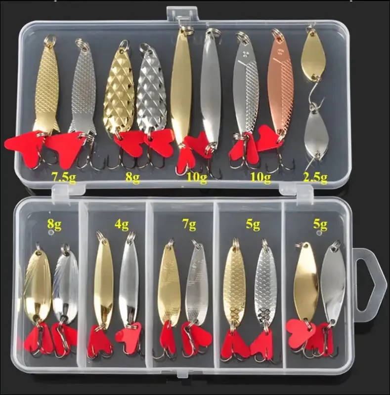 Metal jig spoon fishing lure set - 10/20/25/35pcs wobblers kit - pike spoon bait fishing tackle