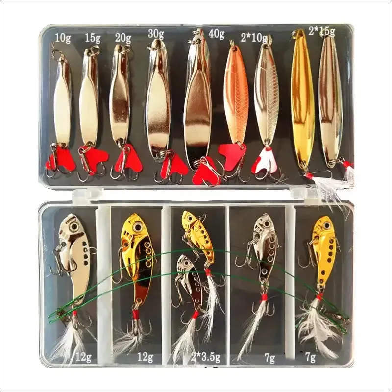 Metal jig spoon fishing lure set - 10/20/25/35pcs wobblers kit - pike spoon bait fishing tackle