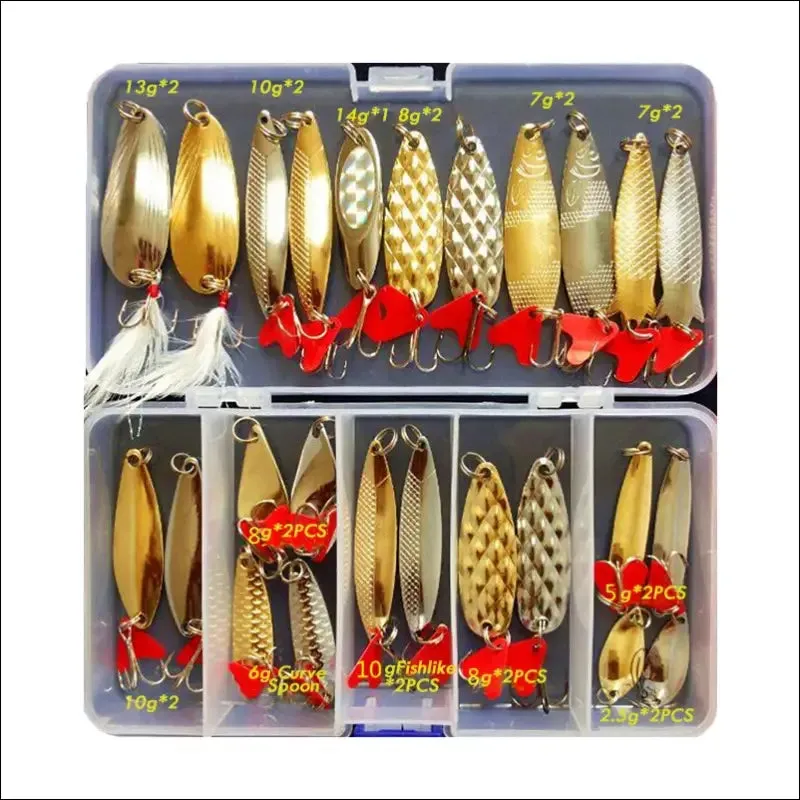 Metal jig spoon fishing lure set - 10/20/25/35pcs wobblers kit - pike spoon bait fishing tackle