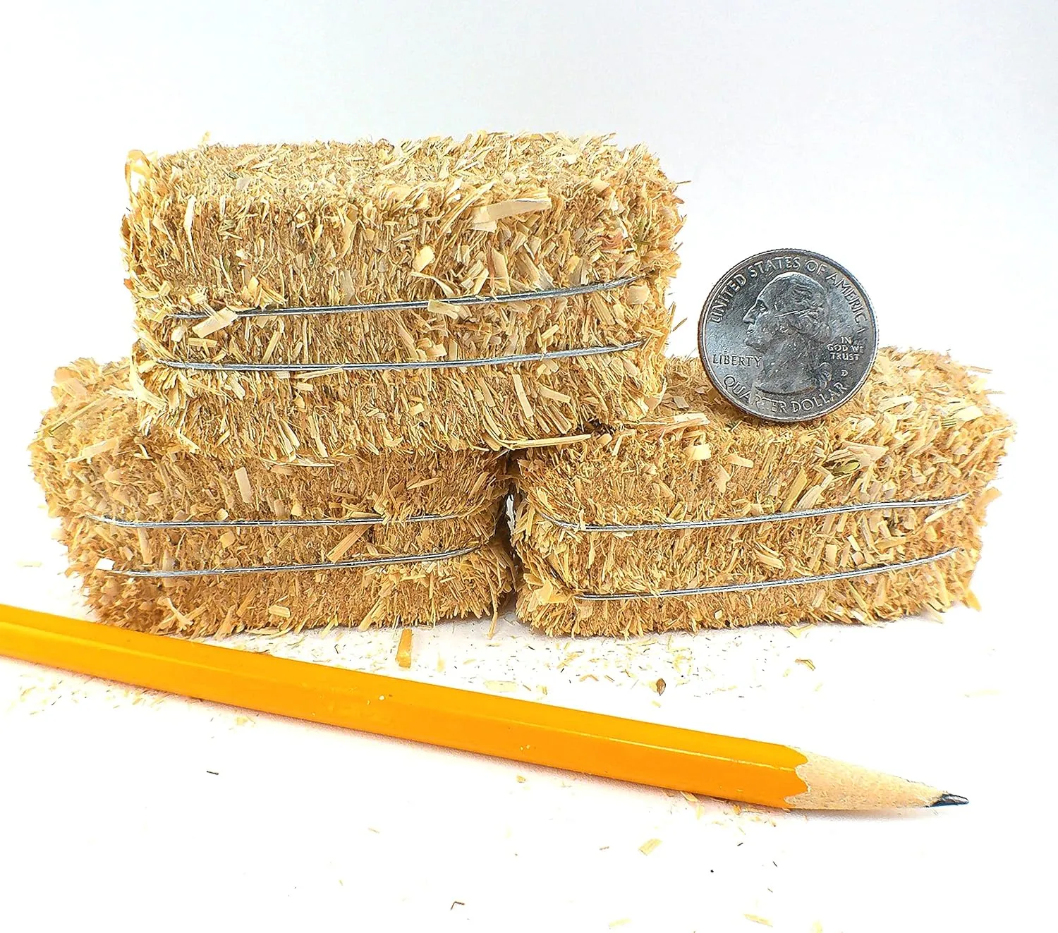 Meyer Imports Mini Hay Bales - Small - (Pack of 12) Small Decorative Hay – for Craft/Dollhouse/Farm/Halloween/Table Decoration - 2.5 x 1 Inches Each