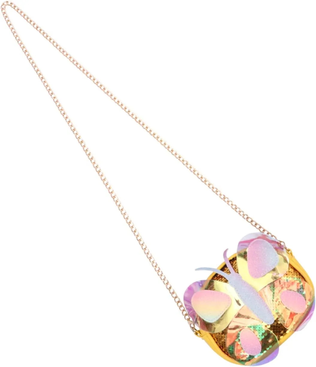 Mikinona 1pc Children's Butterfly Messenger Bag flip sequin purse coin purse for kids crossbody handbag hologram