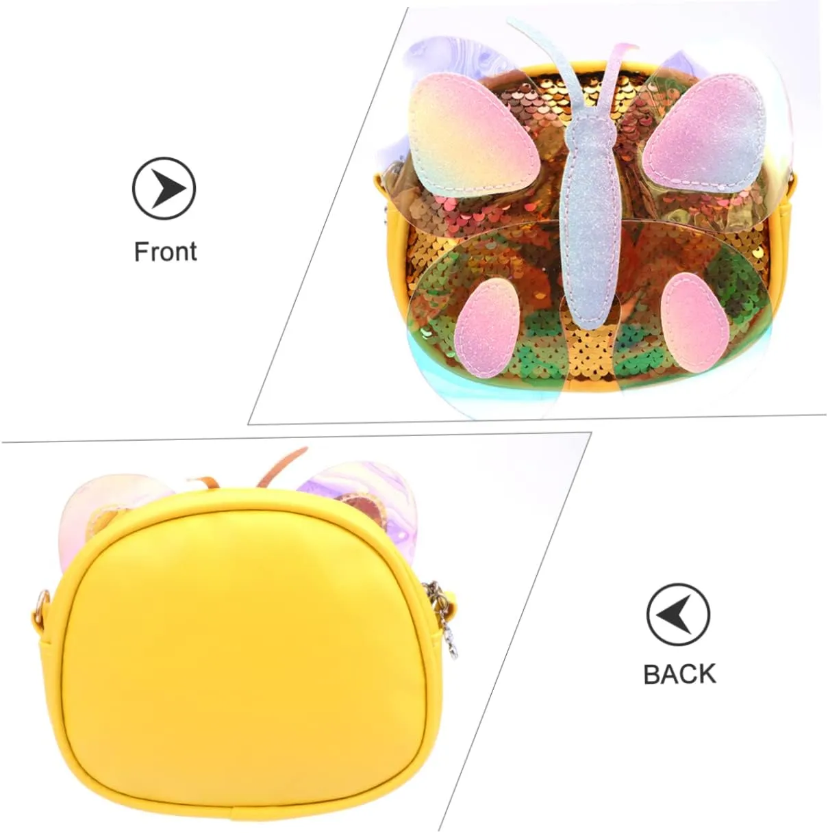 Mikinona 1pc Children's Butterfly Messenger Bag flip sequin purse coin purse for kids crossbody handbag hologram