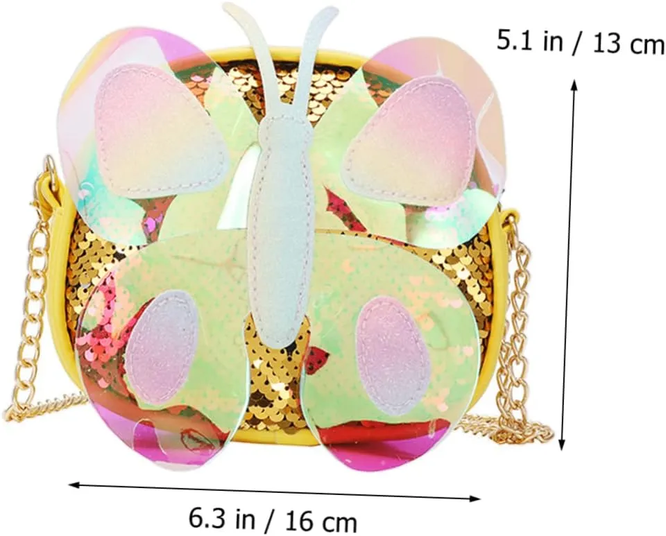Mikinona 1pc Children's Butterfly Messenger Bag flip sequin purse coin purse for kids crossbody handbag hologram
