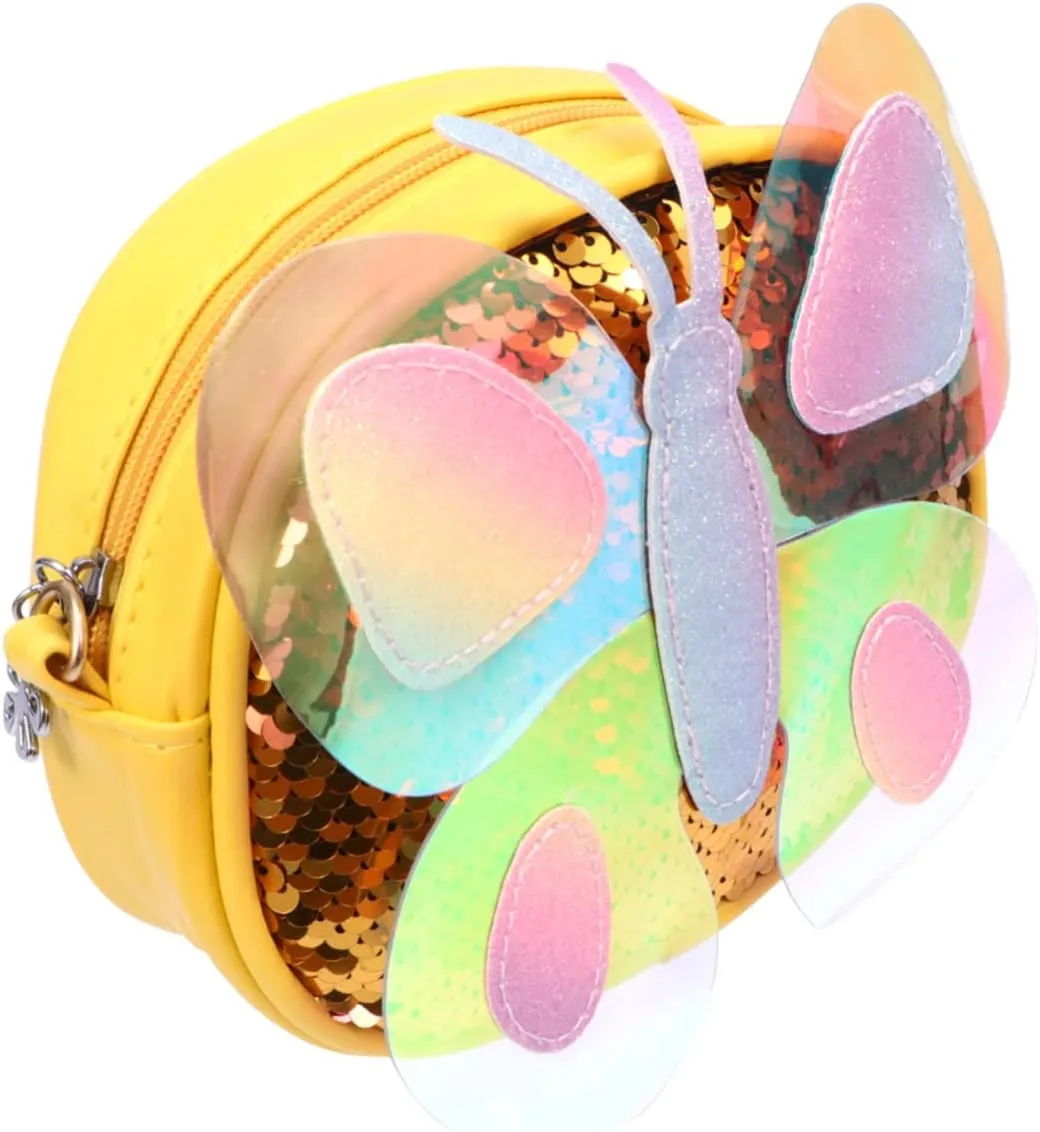 Mikinona 1pc Children's Butterfly Messenger Bag flip sequin purse coin purse for kids crossbody handbag hologram