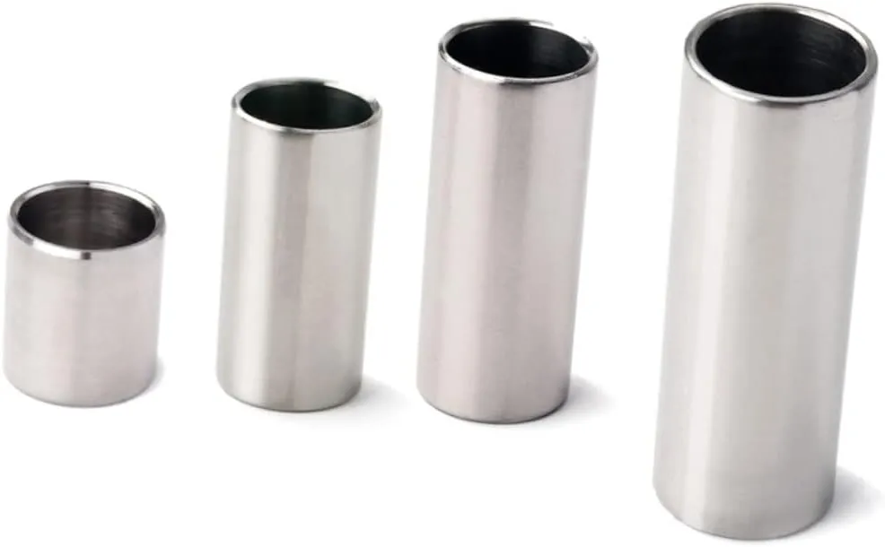 Mikinona Chrome Sliding Rod 4pcs Guitar Slides Stainless Steel 2.8cm 5.1cm 6cm 7cm Blues Guitar Slider